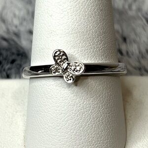 Sterling Silver Zirconia Butterfly Ring Size 10